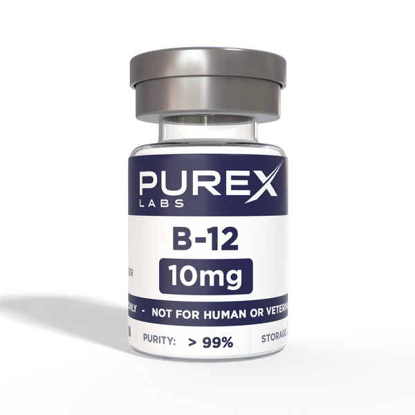 B-12 (Cyanocobalamin) 10mg research compound vial – PureX Labs